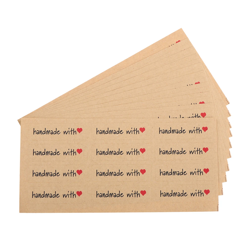 

120PCS/10sheets diy red heart kraft paper stickers Hand made with heart"Stationery Sticker