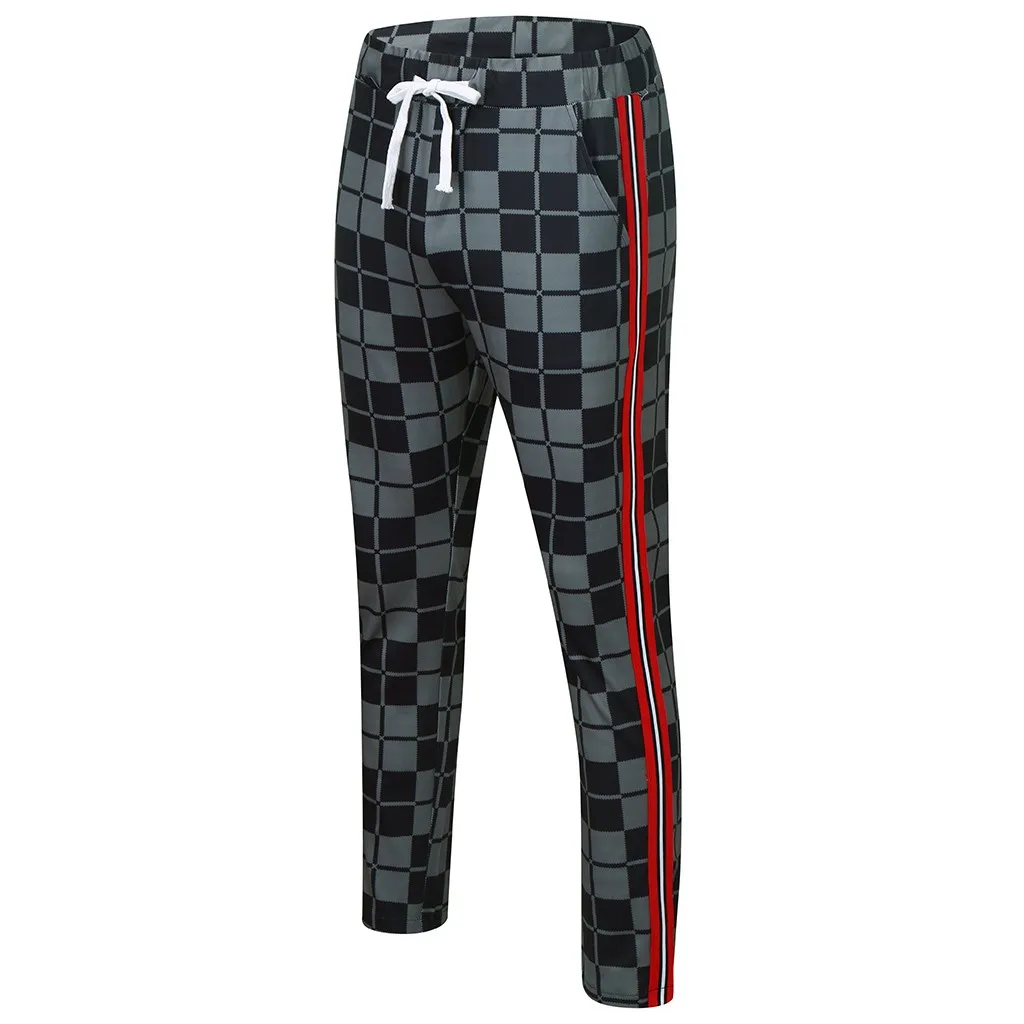 Мужские брюки карандаш feitong в клетку повседневные клетчатые длинные стиле хип