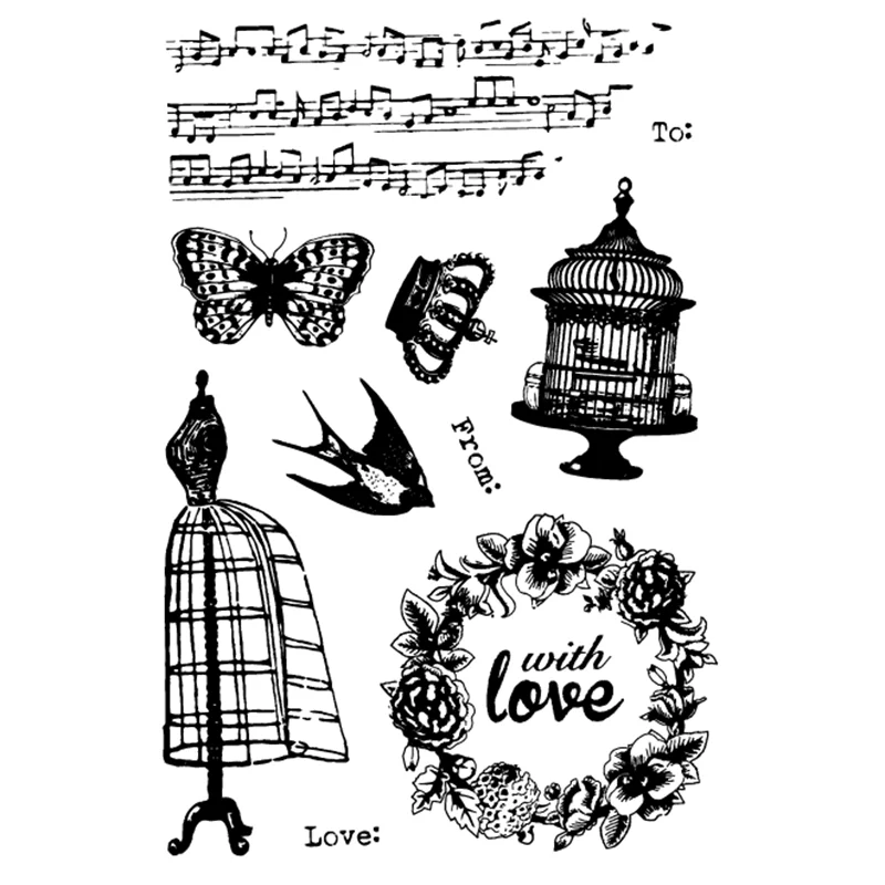 vintage stuff clear stamps paper card making crown birdcage wreath | Дом и сад