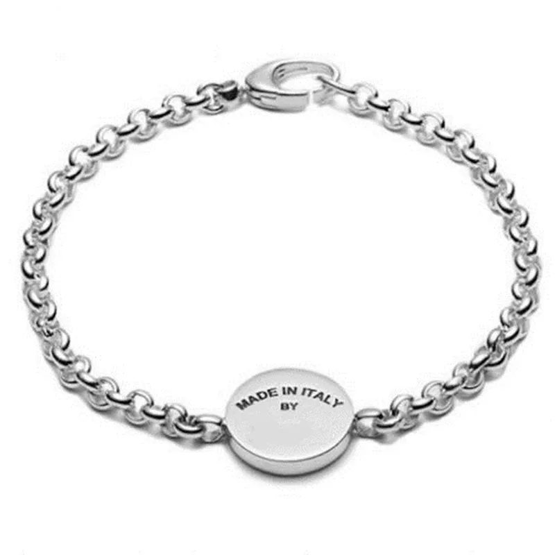 

2021 trend round Bracelet solid color letter Bracelet postage free Sterling Silver 925 men's and women's jewelry personality