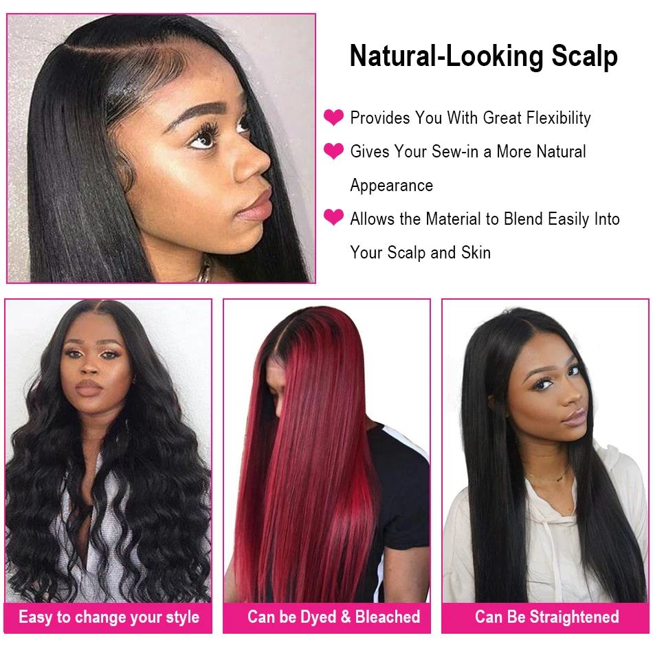 Прямые пучки с закрытием бразильские волос человеческих наращивание