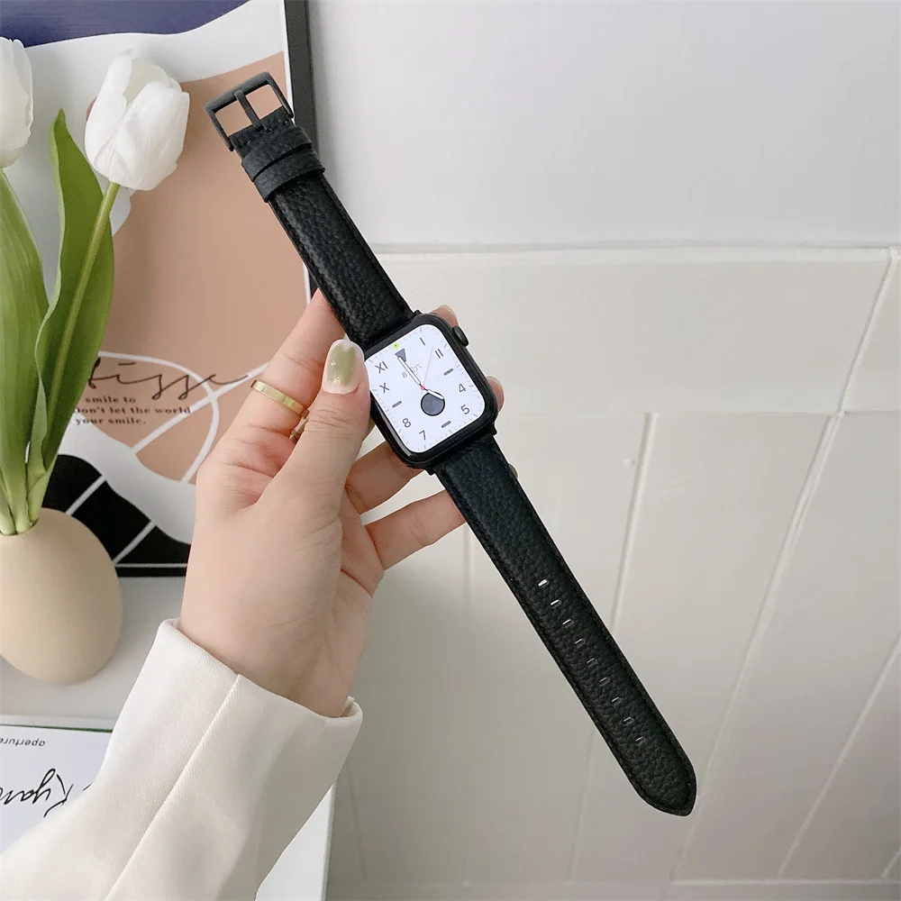 

Ремешок кожаный для смарт-часов Apple Watch Band 40 мм 44 мм 38 мм 42 мм 41 мм 45 мм Series 7SE 654321