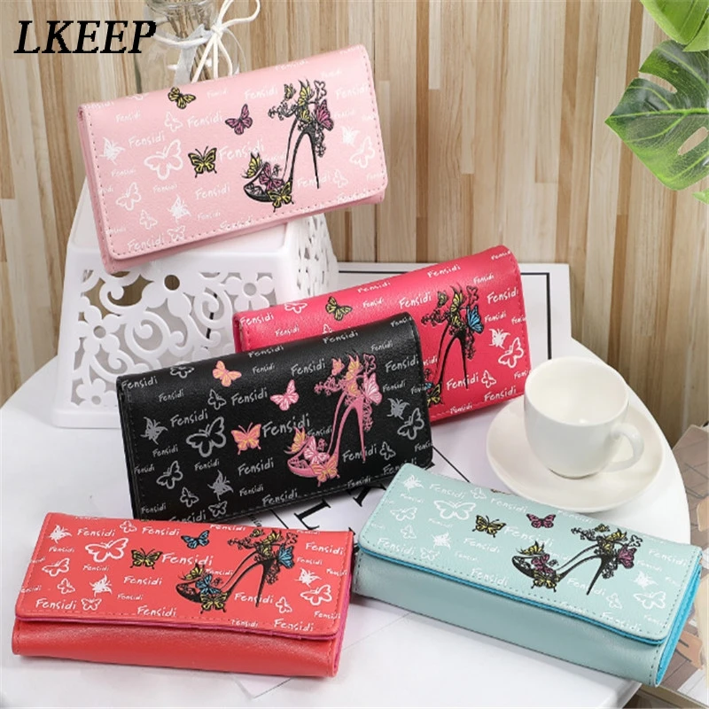 

Women Hasp Wallets Female Purse Lady Cute Butterfly Print Clutch Money Holder Clutch Large Capacity Bolsa Carteira Feminina