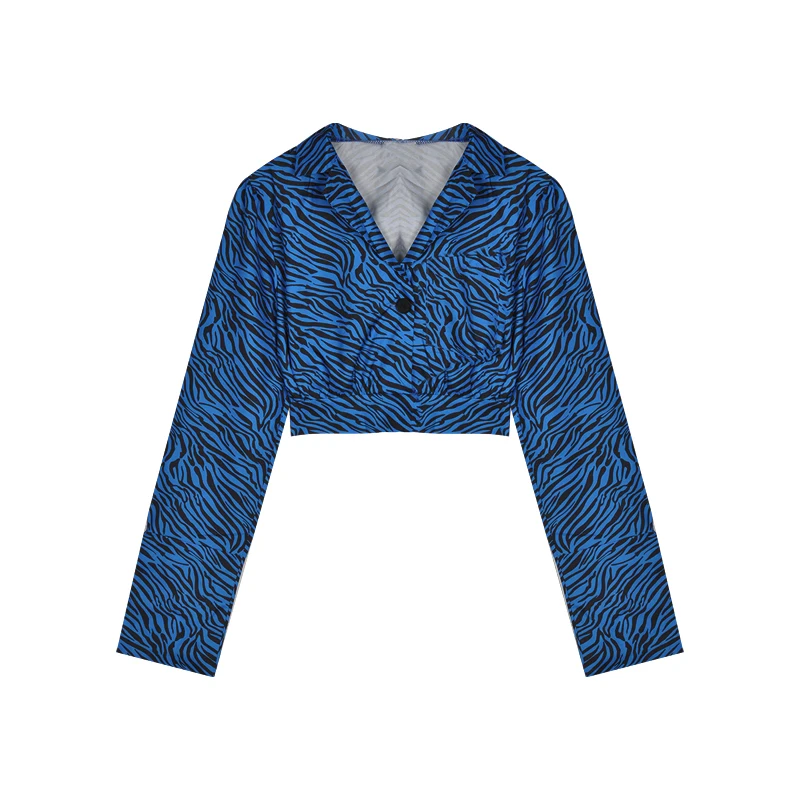 

New Tide Full Sleeve Sexy V Neck Crop Tops Blouse Women Autumn Fashion Clothing Printed Short Blouse And Shirt Women SL157