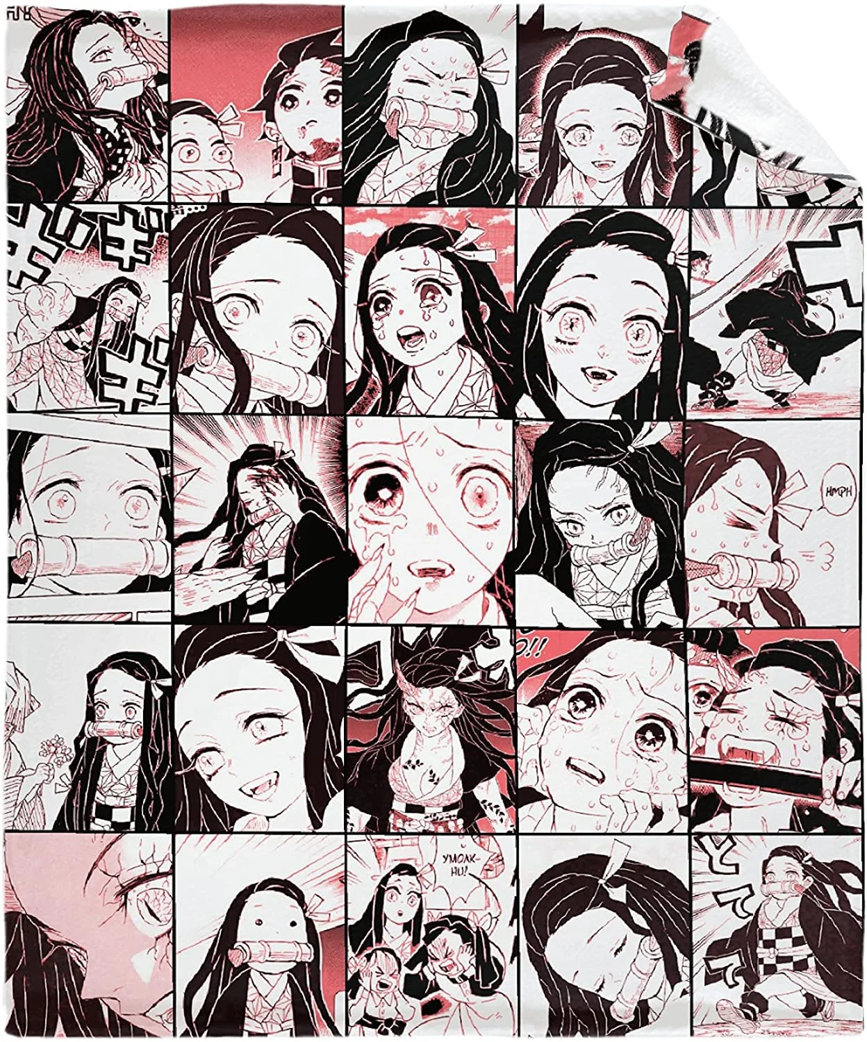 

Demon-Slayer Nezuko Kamado Manga Collage Blanket for Anime Fan,Red Decorative Ultra-Soft Flannel Throw Blankets
