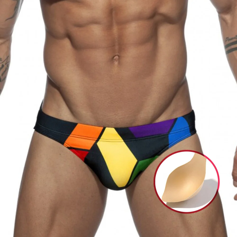 

Men Swimming Briefs Low Waist Swimwear Drop With Push Pad Sexy Shorts Trunks Bikini Triangle Waterproof Summer Swim Bottoms Male