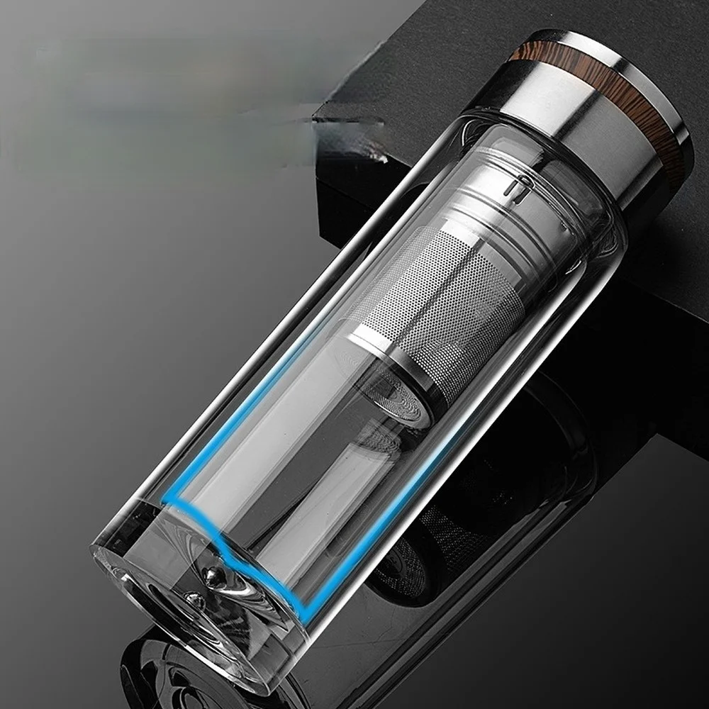 

Double-layer glass tea water separation thermos cup business office cup creative water cup travel hot water cup car hot watercup