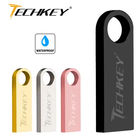 USB флеш-накопитель TECHKEY, водонепроницаемый флеш-накопитель 64 ГБ 32 ГБ 16 ГБ 8 ГБ 4 ГБ, серебристая флешка, U-диск, подарок