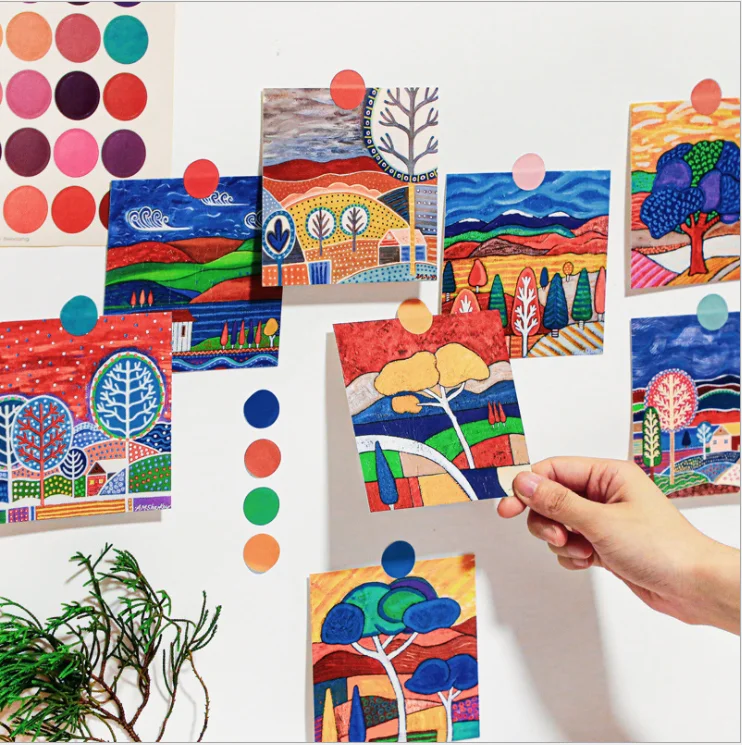 

9Pcs/set Ins Cartoon Famous Painting Decoration Card Wall Decoration Bedroom Wall Sticker