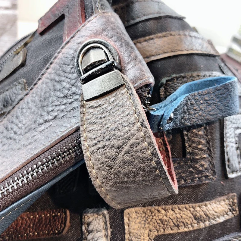 

Anti-theft Genuine Leather Vintage Backpack Women Retro Chic Patchwork Daily Knapsack Female Natural Leather Feminine Packsack