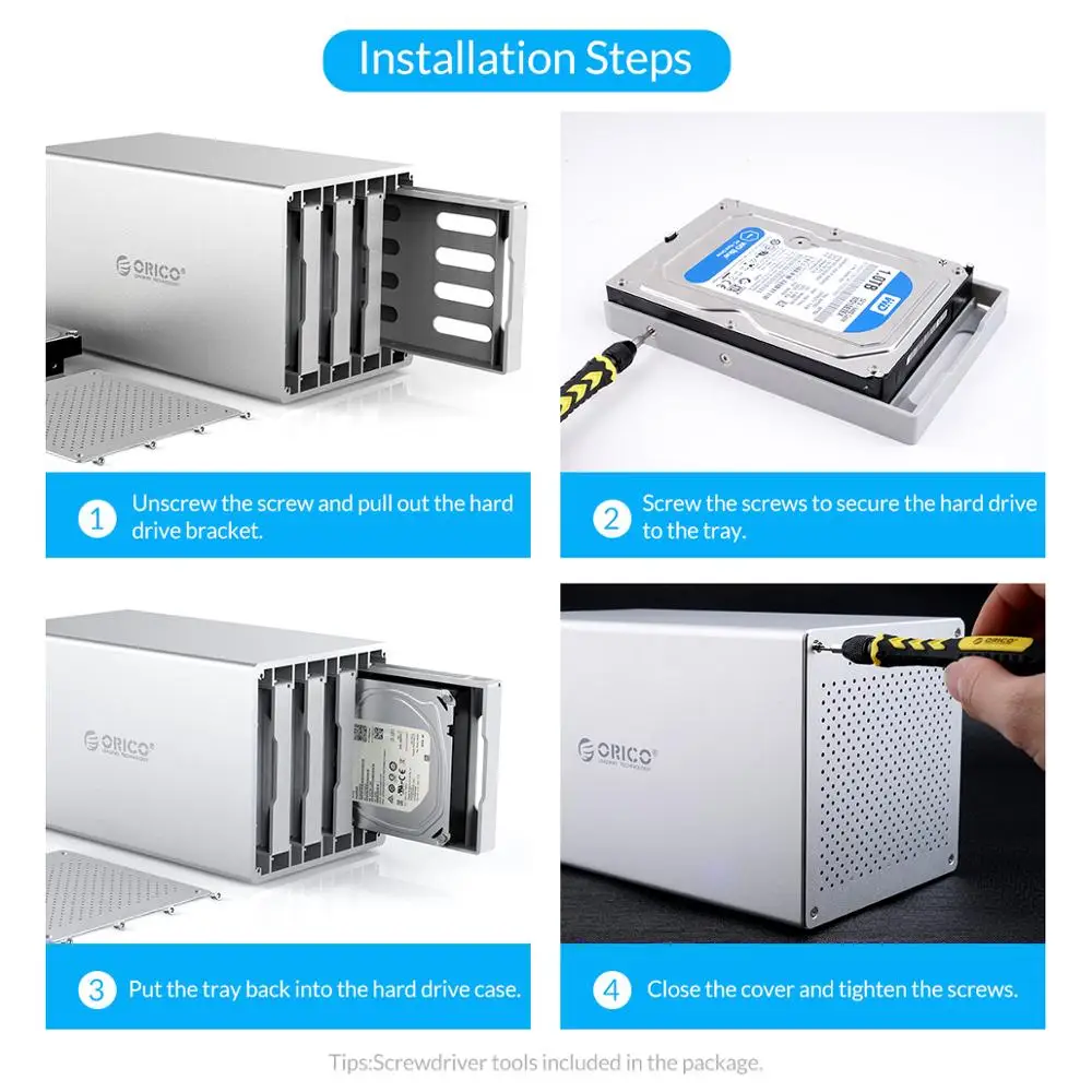 ORICO WS Series 5 Bay SATA to USB 3.0 3.5'' HDD Enclosure Support 50TB Hard Disk Docking Station 5Gbps Box | Компьютеры и офис