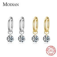 modian 100 925 sterling silver classic circle sparkling clear cz hoop earrings for women luxury wedding statement jewelry arete