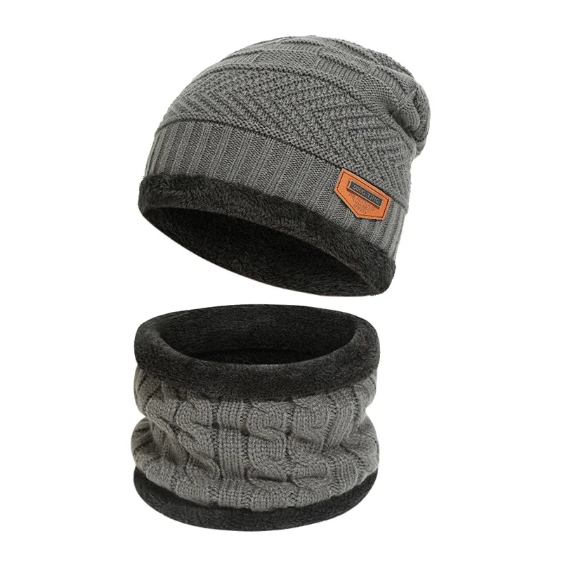 

Adults Hat and Scarf Windproof Knitted Cap and Neckerchief for Women Men Black/Gray/Brown/Wine Red/Navy