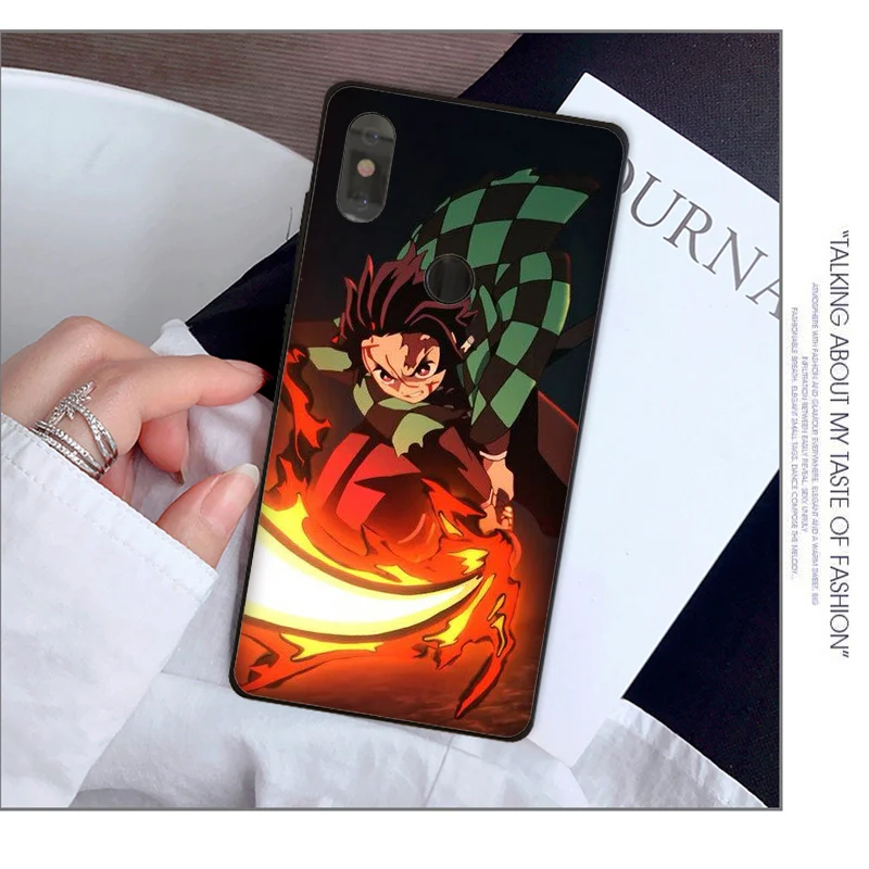 Аниме Demon Slayer Kimetsu no Yaiba черный чехол для телефона Xiaomi Mi 9 8 SE Note 3 Mix 2 2s Resmi 5 redmi note