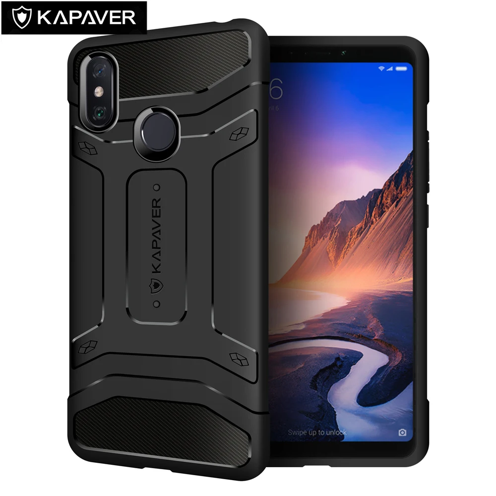 Защитный чехол для Xiaomi Mi Max 3 ударопрочный защитный из углеродного волокна черный