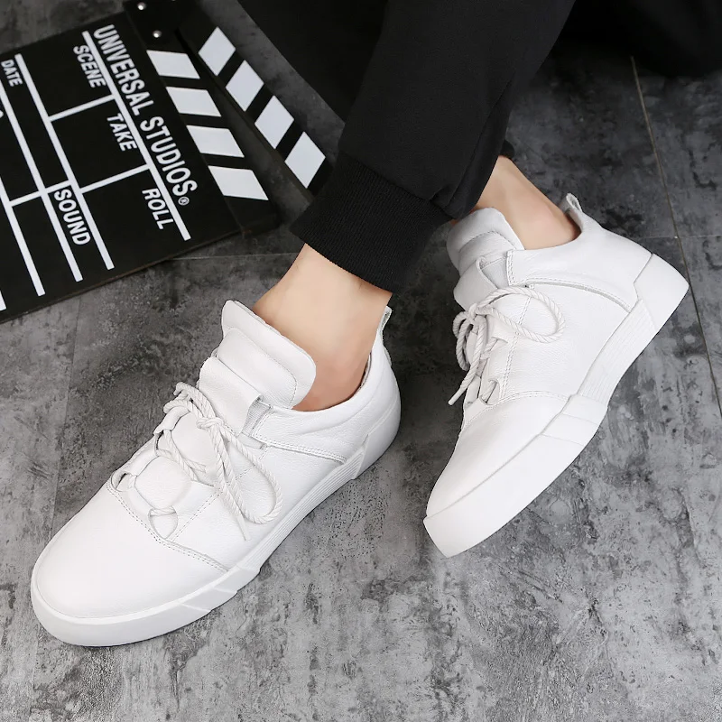 Mens shoes casual fashion genuine leather for men Slip on loafers Black sneakers Winter Autumn men's Brand 2019 New |