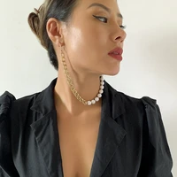 sindlan 1pair vintgae gold pendant unusual earrings for women punk beaded chain couple 2021 trend jewelry pendientes mujer arete