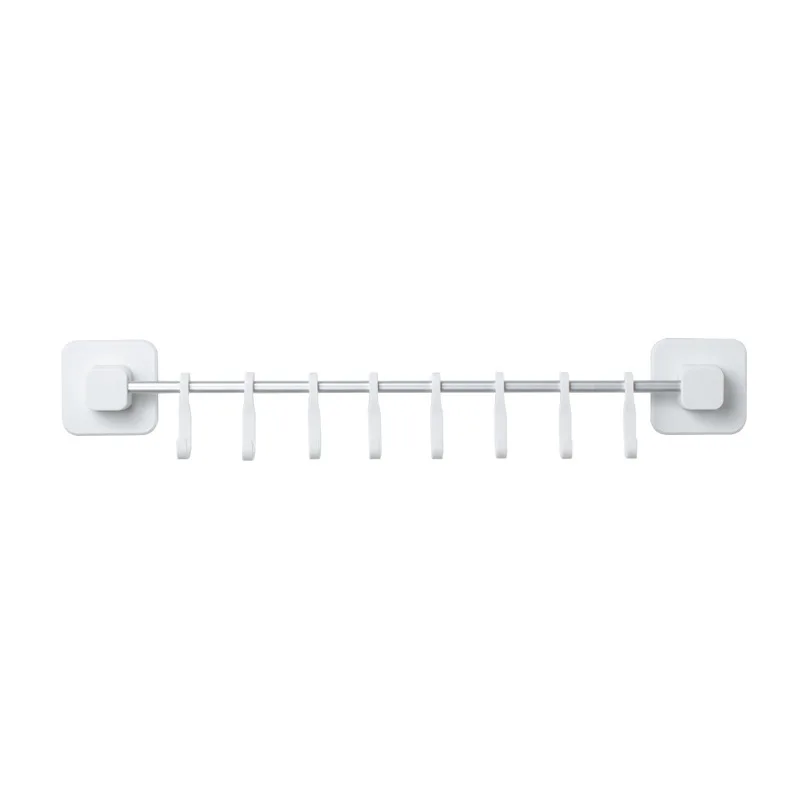 

Kitchen supplies free punching wall hanging rack simple with 8 hooks freely movable hanging row hooks