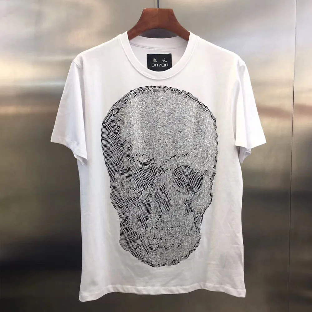 Футболка DUYOU мужская с принтом в виде больших черепов дизайнерская брендовая