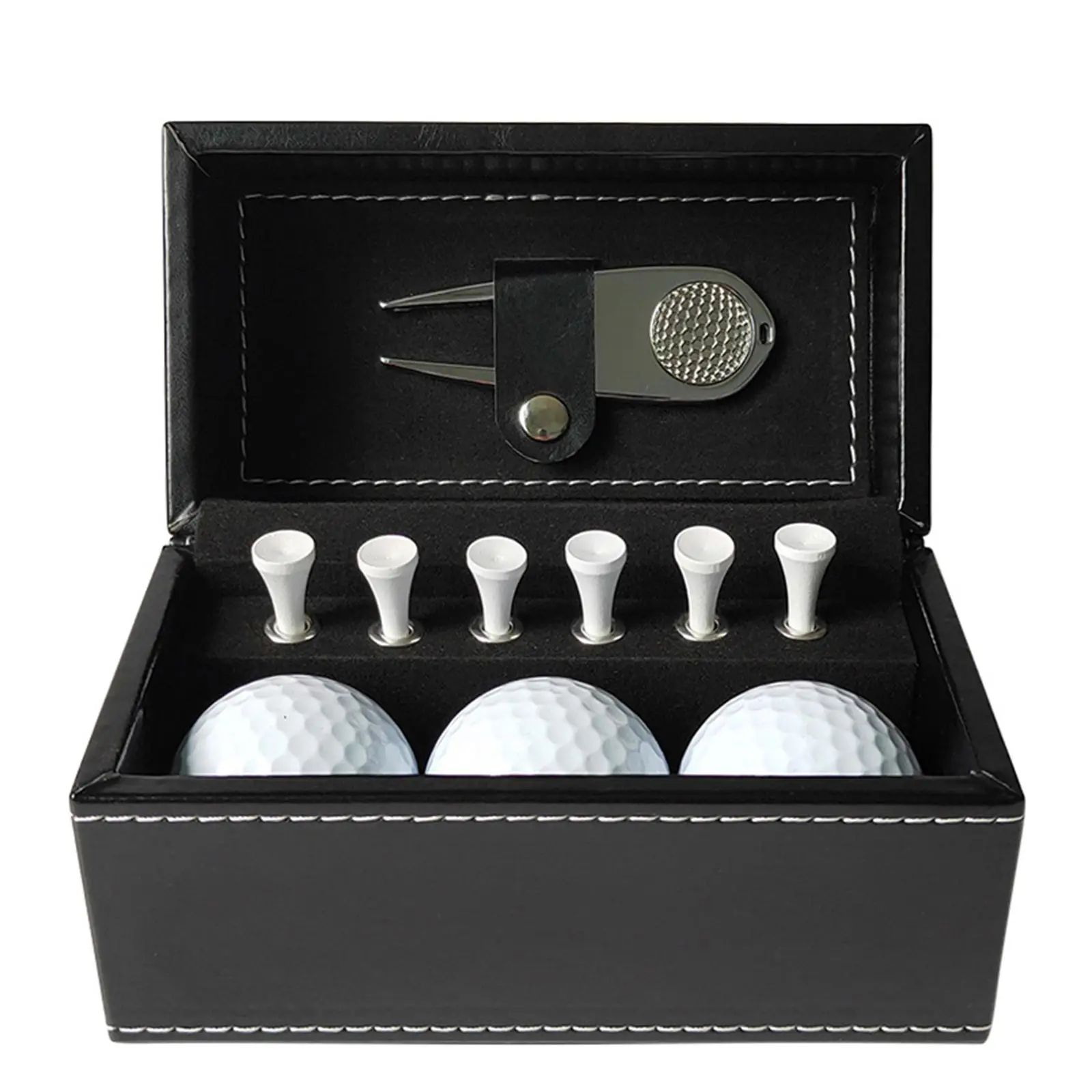 

11 PCS Golf Gift Set With 6 Golf Tees 3 Golf Balls Divot Repair Tool Leather Box Set Golf Trainning Accessories