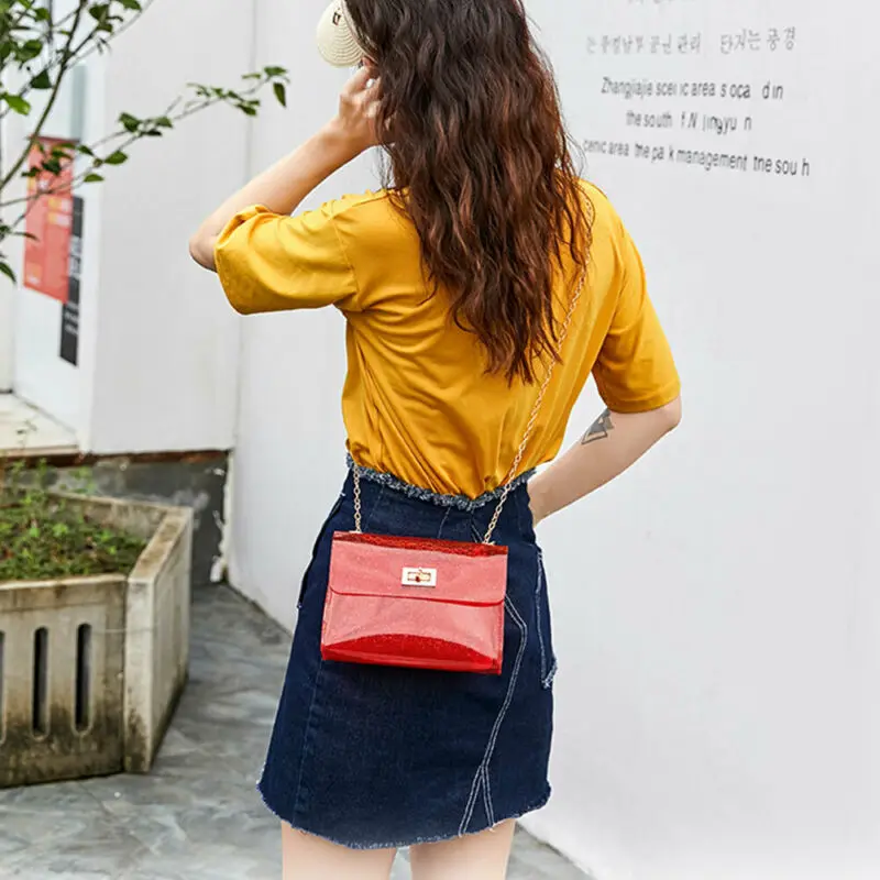 Женская прозрачная сумка через плечо из ПВХ желеобразная летняя пляжная тоут