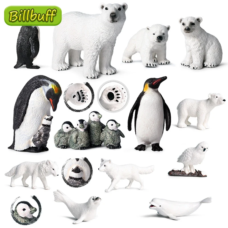 

12pcs Simulation Arctic Animal Penguins Polar Bear Snowy Owl Dolphin Wolf Figures Model Figurine Miniature toy for children Gift