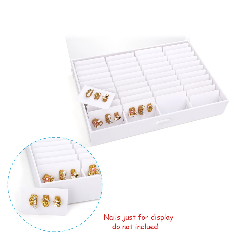 Fake Nail Tips Storage Box 44 Compartments Art Decoration Container False Display Case Acrylic Showing Shelf |