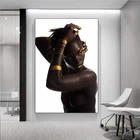 Черное золото африканская Обнаженная женщина картина маслом на холсте скандинавские плакаты и принты Куадрос Настенная картина для гостиной