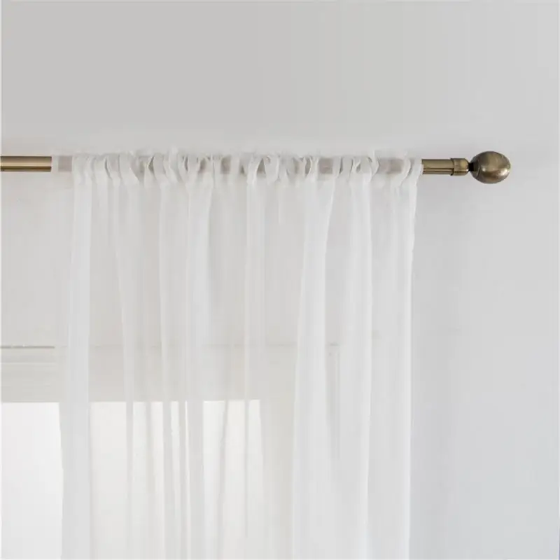 

100X200cm Wear Rod Type Solid Color Cotton And Linen Screen Simple Window Screen Living Room Decoration Curtain Ultra-Thin