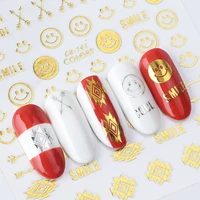 1pcs 3d nail sticker decals gold silver white black hollow nail sliders heart moon wire tips nail art decorations