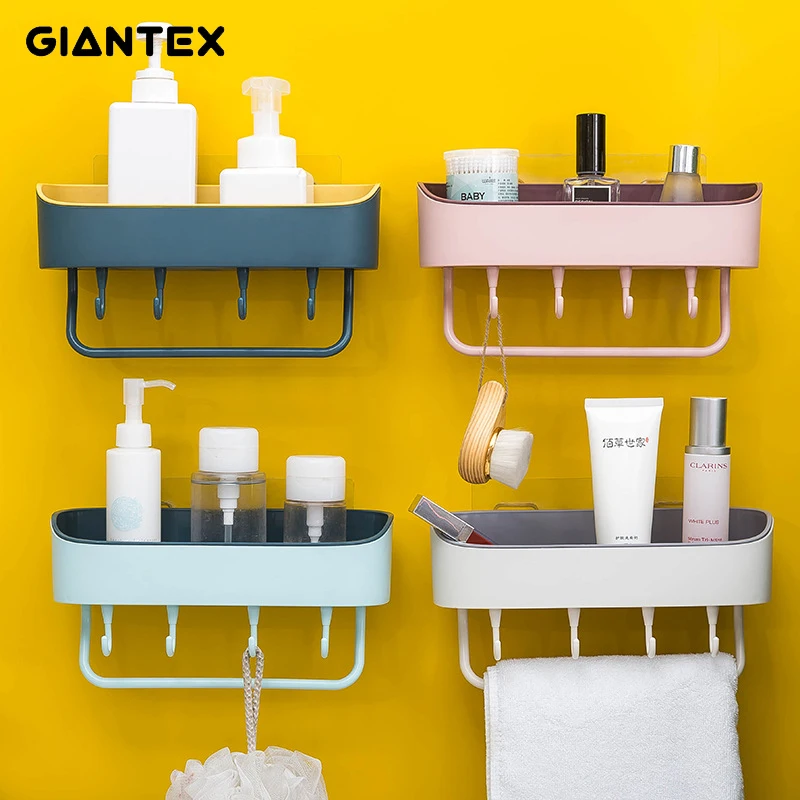 GIANTEX полка для ванной Пластиковая кованая хранения крепкий душ кухня встроенная