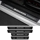 4 шт. автомобиль Накладка порога двери подоконник наклейки для Hyundai Sonata EF NF YF LF DN8 1998 - 2021 авто логотип Чехлы из углеродного волокна