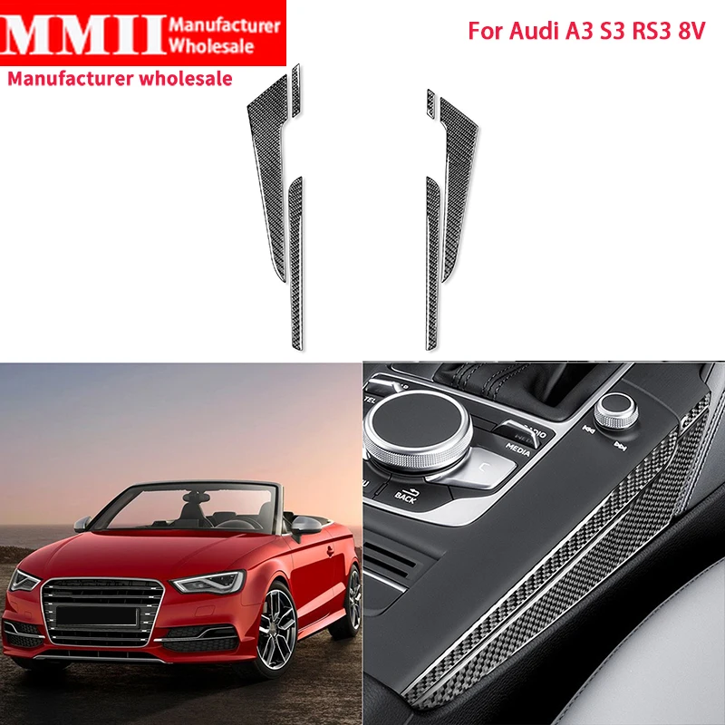 Car Center Console Panel Frame Strips Cover Trim Decoration Carbon Fiber Sticker Car Accessories For Audi A3 S3 RS3 8V 2013-2019
