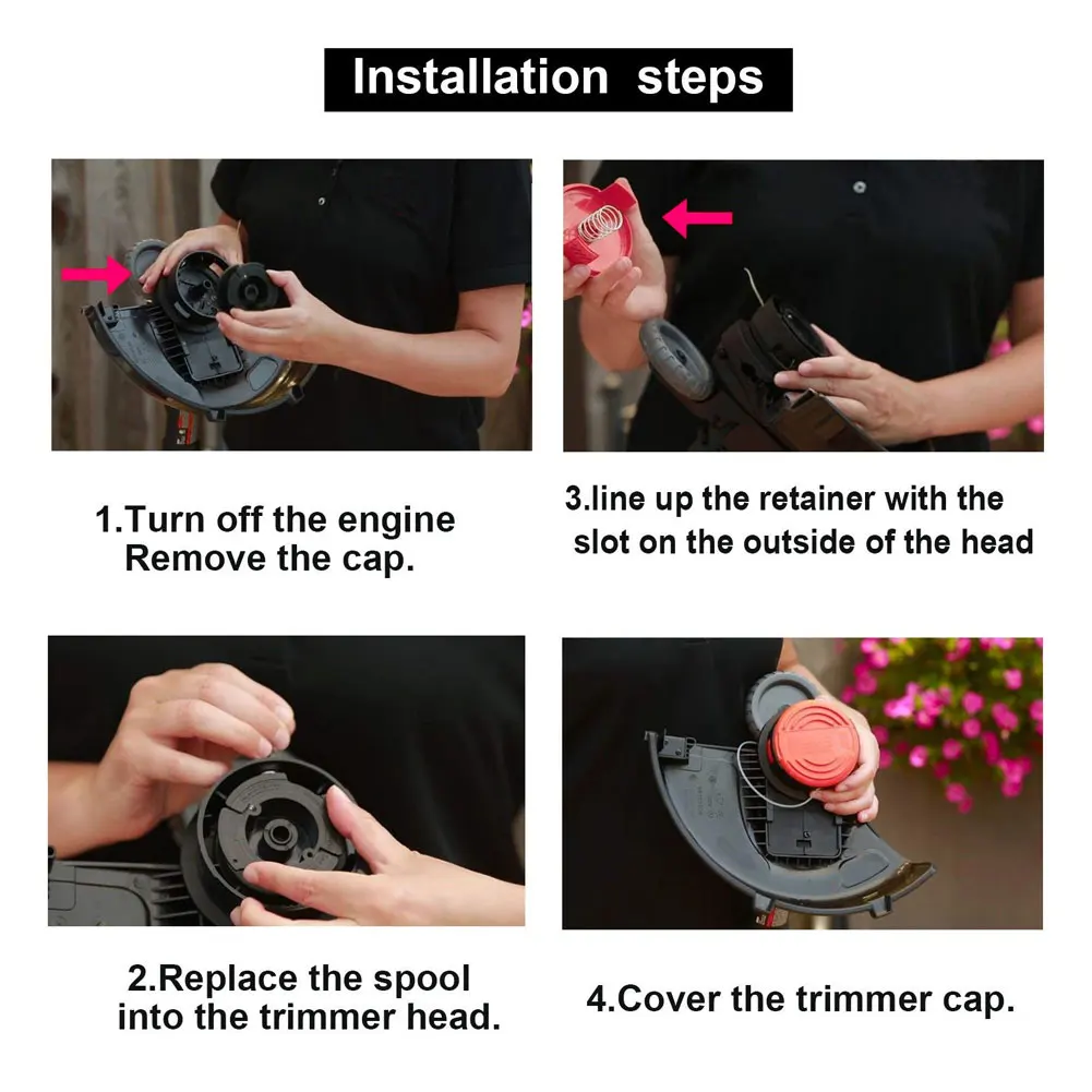 

8PCS Trimmer Line Spool Cap Strimmer Nylon String Compatible With Black Decker AF-100-3ZP Cutting Line For Strimmer Replacement