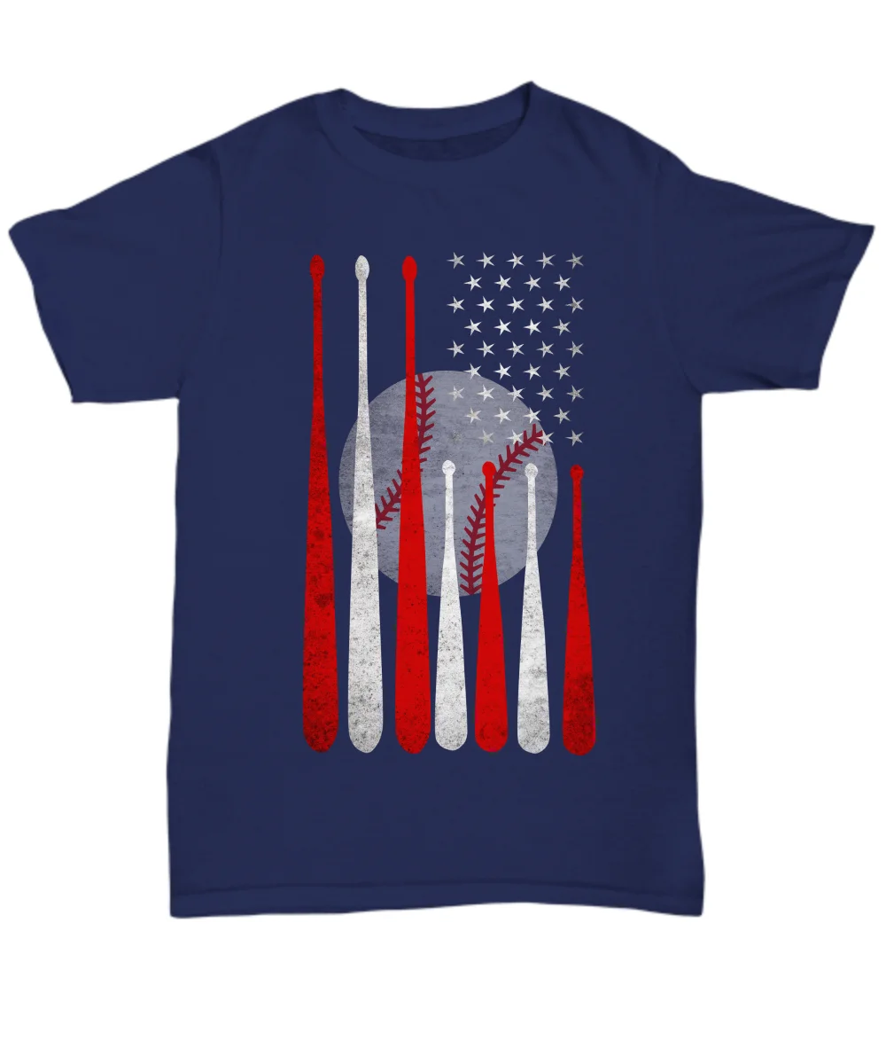 

American Flag Vintage Baseballs T-shirt Men Casual Tee Gift Softbalsl Fans