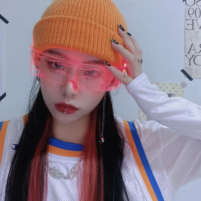 Модные светодиодные очки в стиле хип-хоп для женщин и мужчин уличная одежда