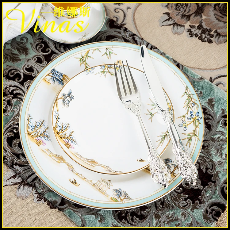 Европейский гостиничный керамический набор посуды тарелка для риса круглое