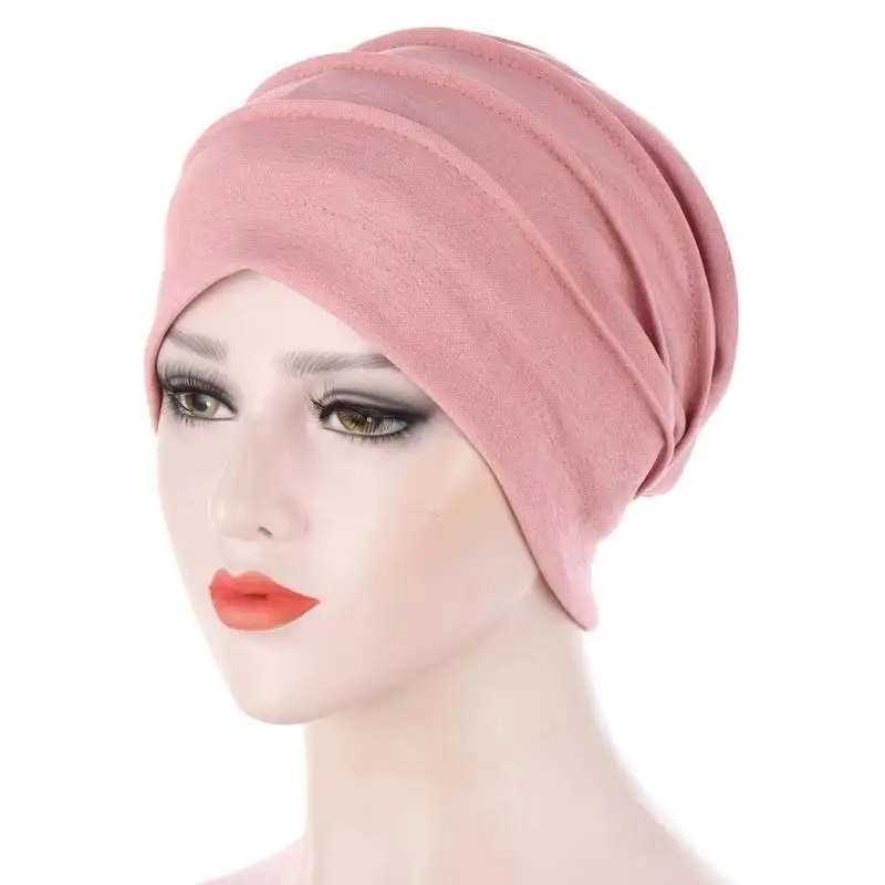 

Fashion solid color women's Nightcap pleated headtie