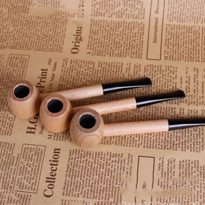 

Handmade Wooden Straight Smoking Pipe 15cm Vintage Traditional Tobacco Pipe Classic Durable Gift Cigarette Cigar Tube