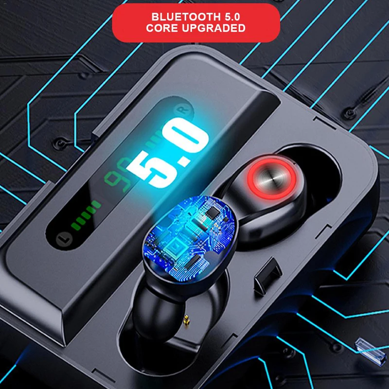 Беспроводные Bluetooth наушники 5,0 светодиодный внешний аккумулятор Display1200mA водонепроницаемые наушники T10B Bluetooth стерео наушники для всех смартфонов