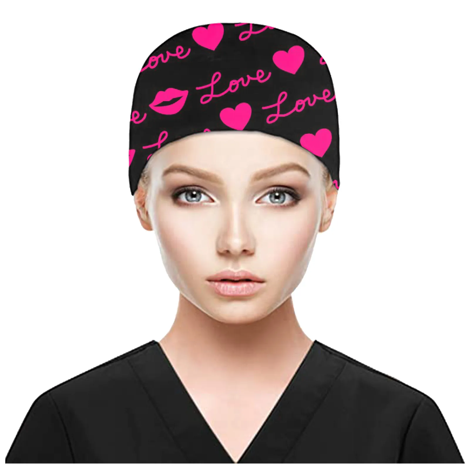 Шапка женская с принтом сердец и цветов головной убор для гостиной аптеки