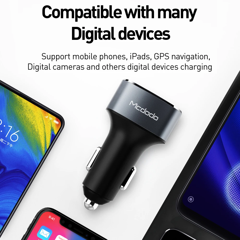 

Mcdodo Car Charger 42W Quick Charge 4.0 For Samsung Xiaomi Redmi Huawei 5A Super Charging SCP 3.0 USB Ports Car Phone Adapter