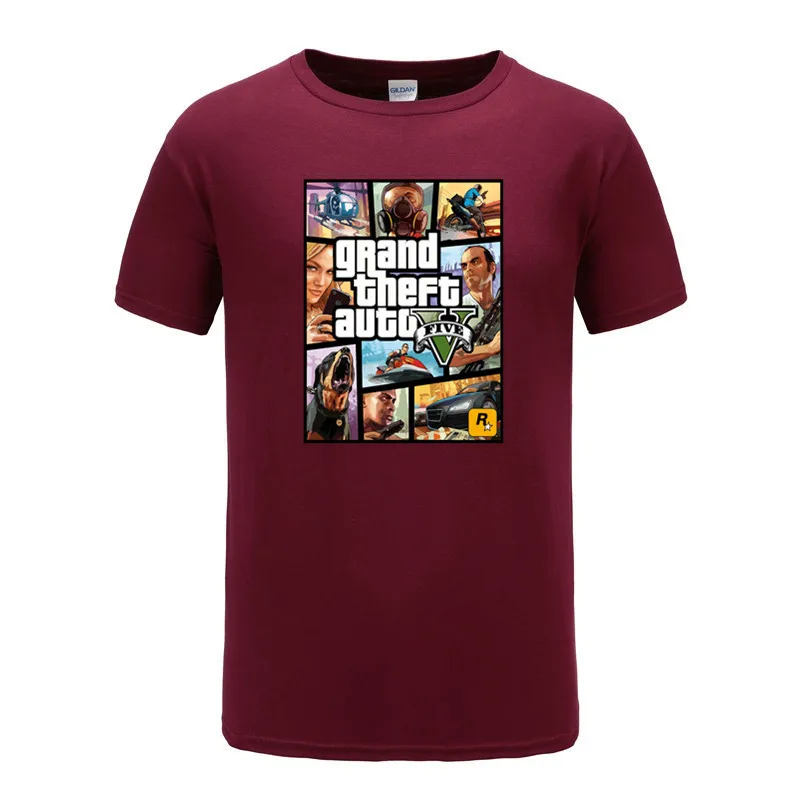 2021 Модные мужские летние футболки с принтом Grand Theft Auto Game GTA 5 крутая Мужская