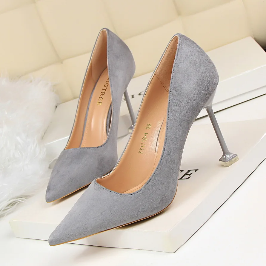

LIMEIKE Women shoes 2019 high heels kitten heels pink pumps concise pointed toe ladies shoe Female thin heels office Lady shoe