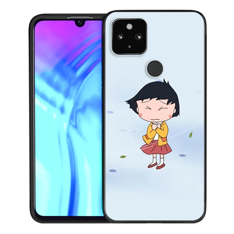 

Lovely Chibi Maruko Shockproof Cover for Google Pixel 5 4 4a XL 5G Black TPU Soft Phone Case