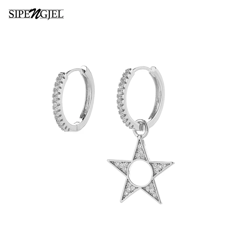 Новые модные серьги кольца SIPENGJEL с полой звездой высококачественные