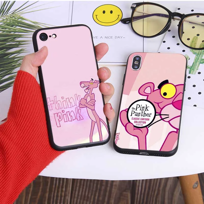 For iPhone X XS MAX XR 7 8 6 6S plus 5S SE Clear Soft Silicone Phone Case Pink Panther cute |