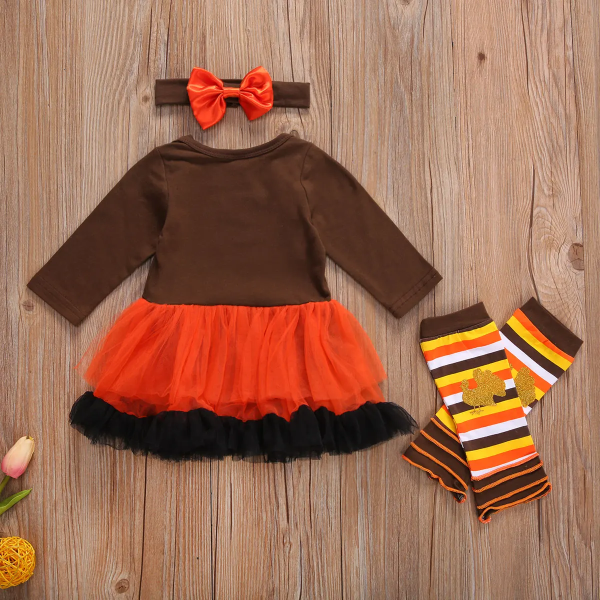 

Newborn Girls Cartoon Print Patchwork Mesh Dress+Leg Warmers + Bow Headband Baby Girl Christmas Outfit Infant Clothing Costumes