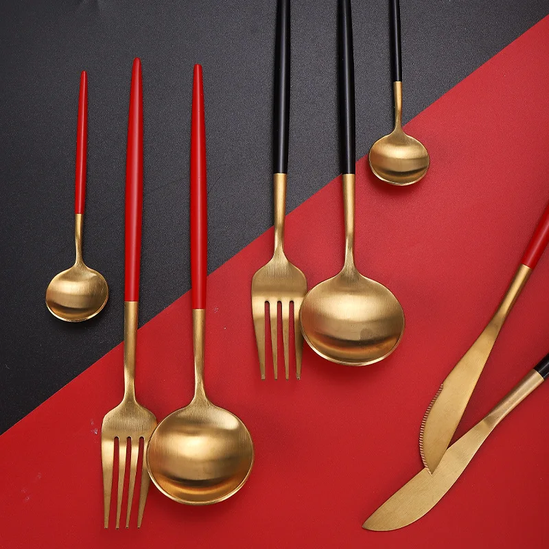 Горячая Распродажа 4 шт./компл. чистое золото Европейские столовые приборы нож 304