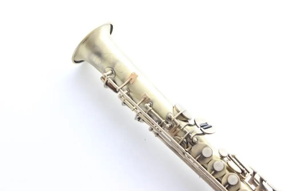 Beste Nieuwe Custom Serie Merkloze Rechte Pijp Sopraan B (B) Saxofoon Parel Knoppen Messing Antieke Koperen Sax Muziekinstrumenten